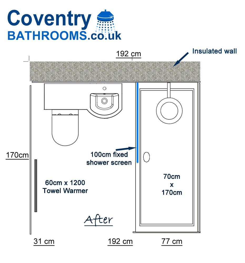 Walk In Shower with Modern Toilet and Basin with Storage