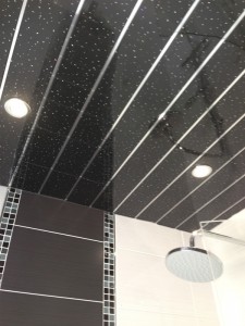 Bathroom sparkle effect ceiling with down lights