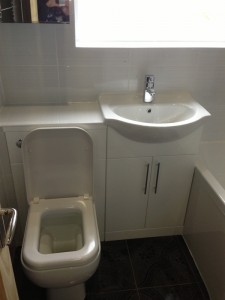 Fitted toilet and sink in funiture style