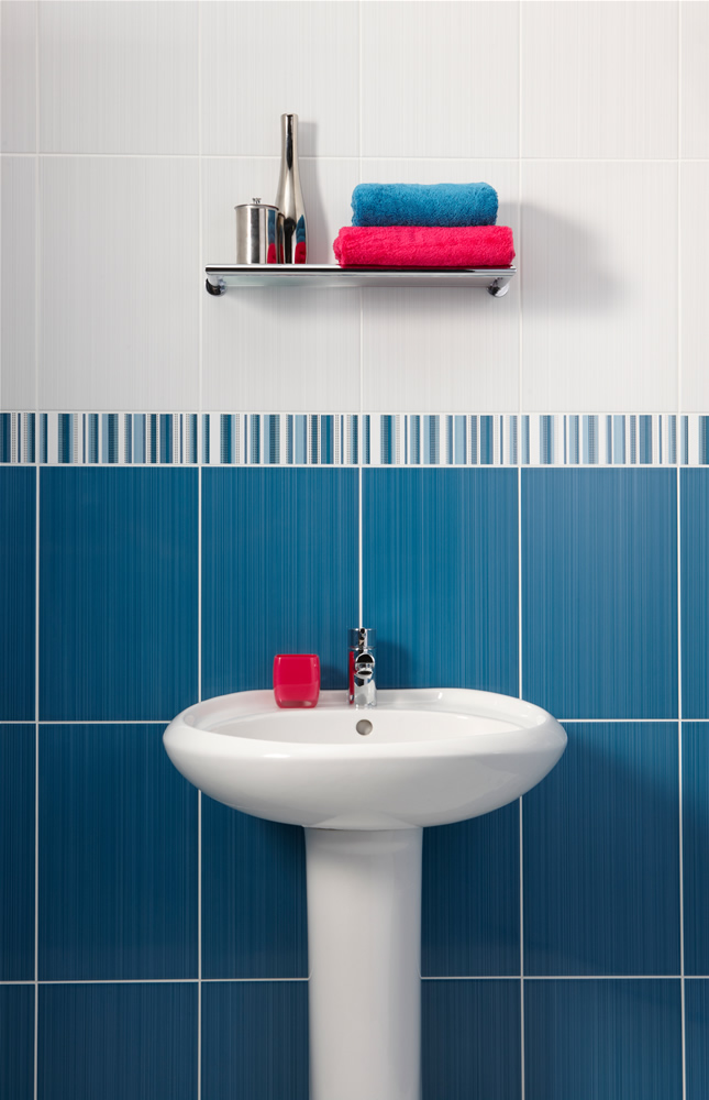 Brighton Wall And Floor Tiles, Blue Border Tiles For Bathroom