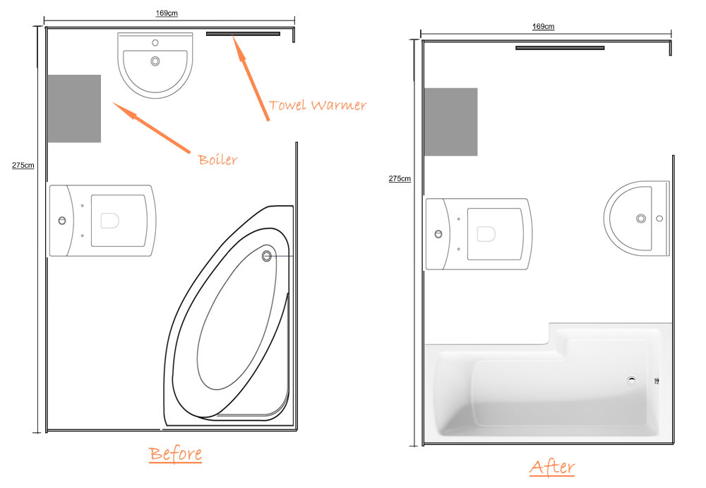 Corner Bath Removed L Shaped Bath Fitted