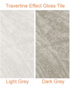 Gloss Travertine effect ceramic wall and corresponding floor tile
