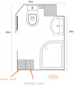 Shower Conversion Design with Vanity Furniture