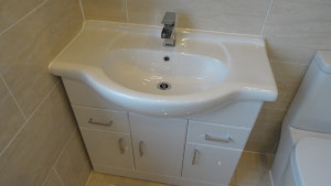 850mm wide large vanity basin in high white gloss