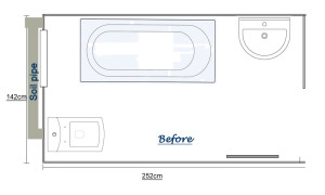 Bathroom Floor Plan with Soil Pipe Position