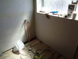 Plaster Board the Bathroom Walls