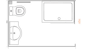 Shower Room Floor Plan with rectangle shower, vanity basin and toilet