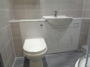 Bathroom Combination vanity basin toilet and cupboard