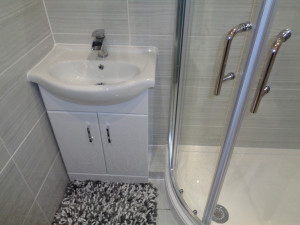 Curved Shower Tray and Stylish Vanity Basin Coventry
