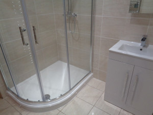1200mm x 900mm curved shower with storage bathroom sink