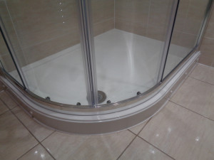1200mm by 900mm stone resin shower tray with glass shower screen