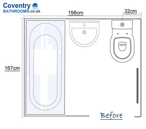 The old bathroom floor plan