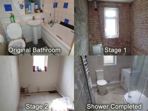 The four stages of converting a bathroom to shower room