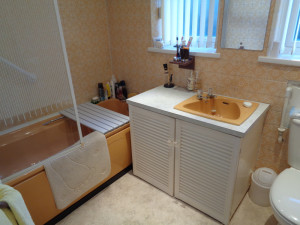 Bath and Vanity Basin in Old Bathroom Before Refit in Coventry Home