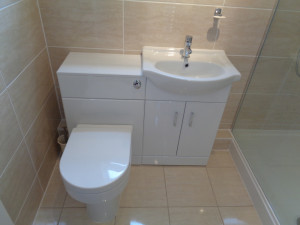 Combination White Gloss Vanity Basin and Vanity Toilet with Hidden Cistern