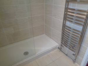 Mobility Walk In Shower and Chrome wall Mounted Towel Wamer