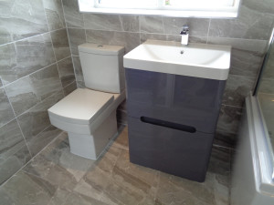 Modern Square Toilet and Grey Vanity Basin