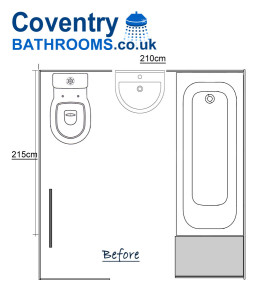 Master Bathroom Floor Plan for Coventry Home with Straight Bath and Pedestal Basin