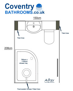 Quadrant shower bathroom floor plan