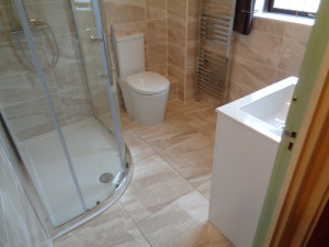 Shower Room With Quadrant Shower Tray and Toilet