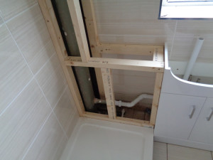 Frame Work Built to hide pipe work within the bathroom