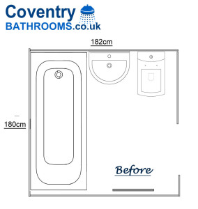 The original bathroom design for bathroom on Lime Tree Avenue Coventry