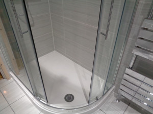 120cm by 80cm quadrant shower with glass sliding shower doors