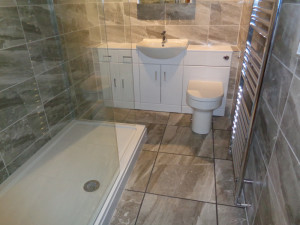 120cm by 80cm walk in shower with glass screen