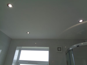 Bathroom LED ceiling lights with wall mounted extractor fan