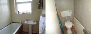 image of the bathroom and the separate toilet