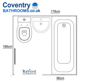 Original bathroom layout and floor plan Belgrave rd Wyken Coventry