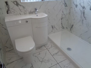 Stone resin walk in shower tray with 100cm fixed shower screen