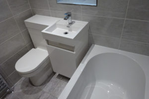 Shower Bath and Storage Basin toilet unit fitted in a bathroom in Coventry