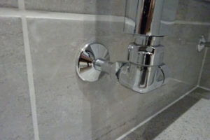 Chrome bathroom towel warmer pipe and valve