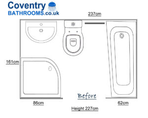 Old bathroom design with Bath and Shower in Coventry
