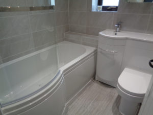 Fitted bathroom with p shaped shower bath Spring Hill Bubbenhall Warwickshire
