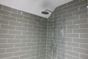 Bathroom with contemporary chrome thermostatic shower