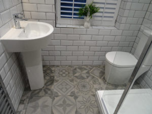 Shower room with Metro tiles & Contemporary Fittings
