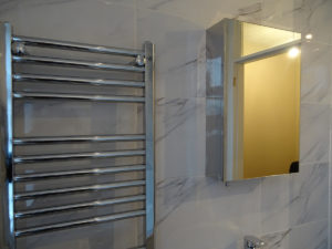 Bathroom with stainless steel  mirror cabinet
