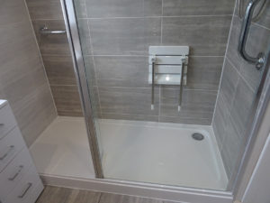Walk in Shower with mobility wall mounted shower seat
