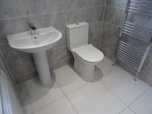 Bathroom In Coventry with Pedestal Basin and Close Coupled Toilet