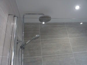 Bathroom fitted in Coventry with chrome thermostatic wall mounted shower