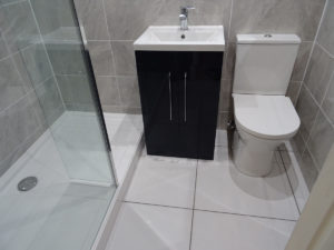 Mobility bathroom with vanity basin.