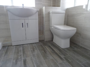 Bathroom with Wood Effect Floor Tiles