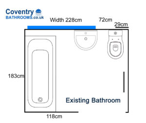 Original Bathroom layout design drawing and plan Coventry