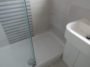 walk in shower Sutherland Avenue Coventry with feature tiled bathroom wall